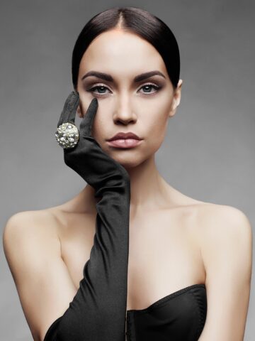 Elegant long black gloves for ladies
