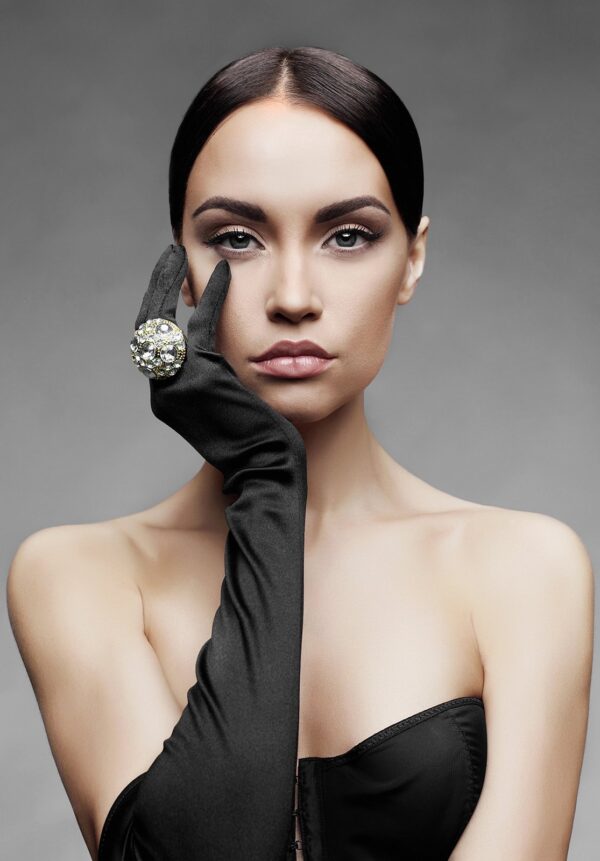 Elegant long black gloves for ladies